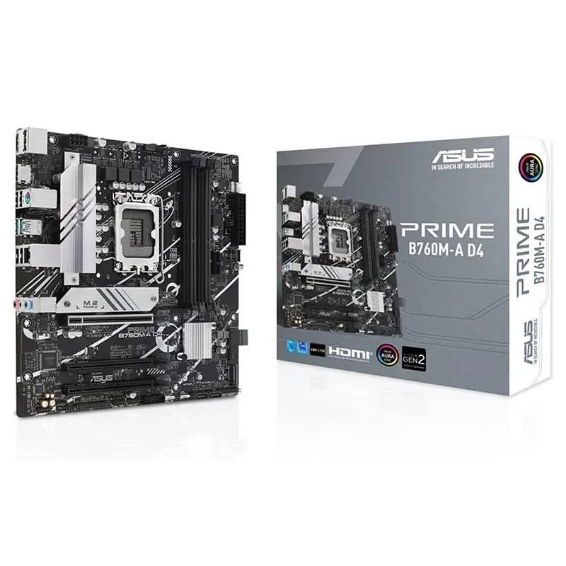 ASUS PRIME B760M-A D4 Motherboard – Intel LGA1700 Micro-ATX | DDR4 Support, PCIe 4.0, Dual M.2, 2.5Gb LAN, 12th/13th/14th Gen CPU Compatible