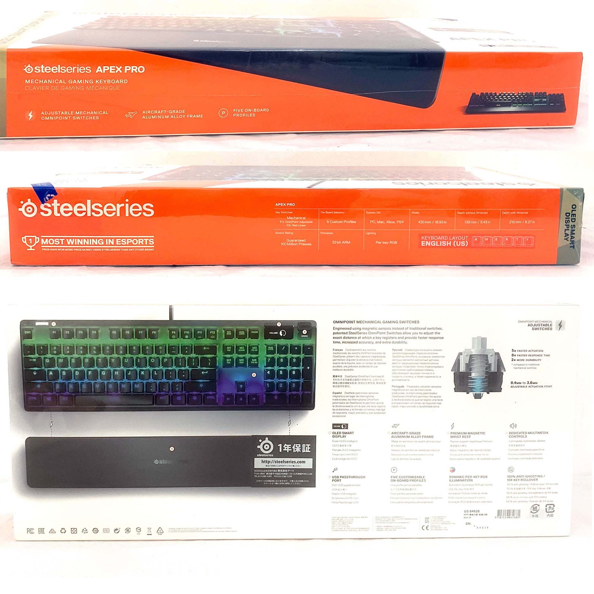 SteelSeries Apex Pro Gaming Keyboard (Gen 1) – Adjustable Mechanical Switches, RGB Backlit, Smart Display, Magnetic Wrist Rest, Customizable Macros - Image 2