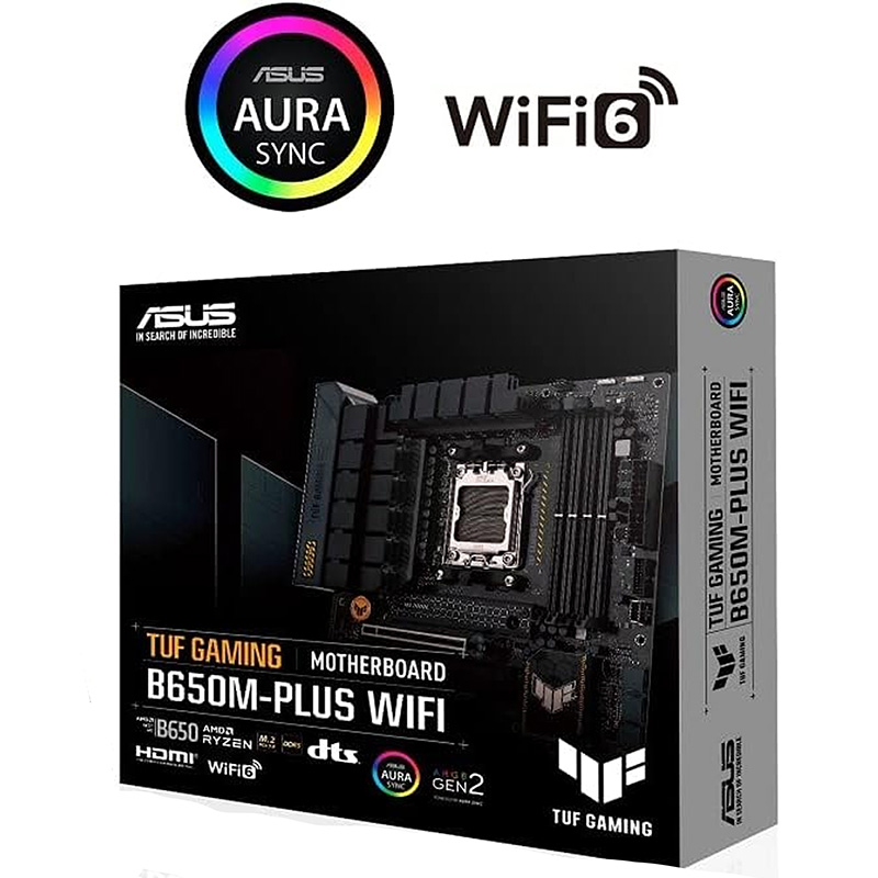 ASUS TUF GAMING B650M-PLUS AM5 DDR5 Motherboard – Micro-ATX, PCIe 5.0 M.2, 2.5G Ethernet, USB-C & Durable Gaming Build