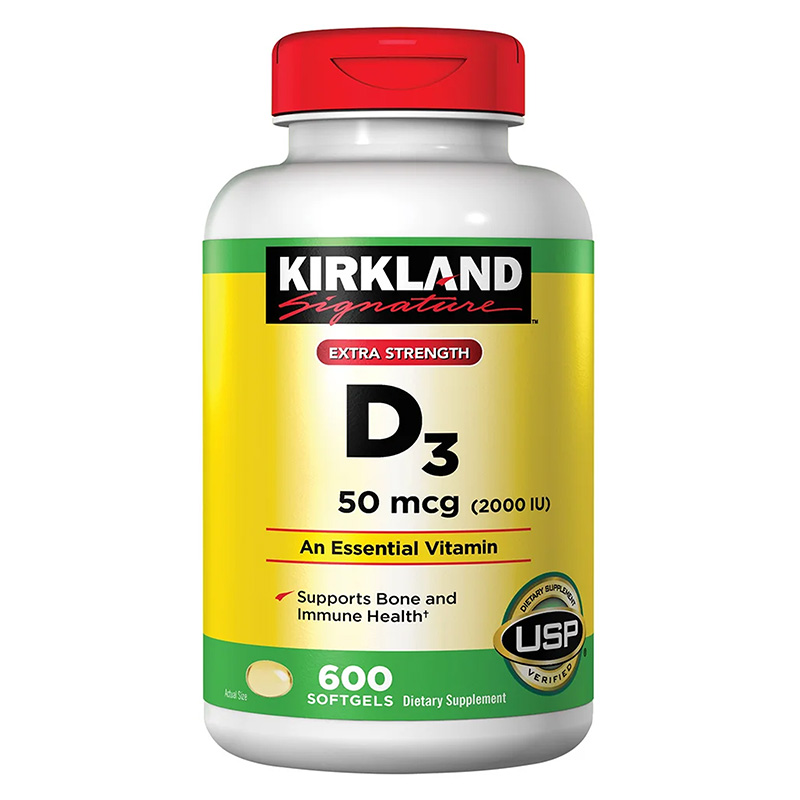 Kirkland Signature Vitamin D3 2000 IU (50 mcg) – 600 Softgels Bone, Immune & Muscle Support Supplement, High Potency Daily Vitamin D