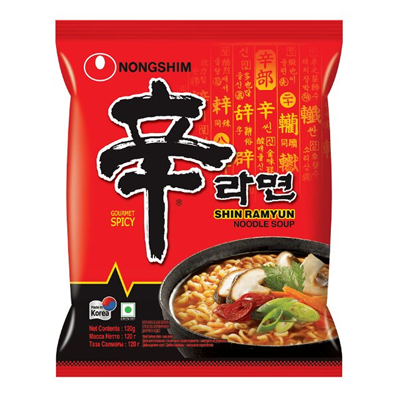 Nongshim Shin Ramyun Noodles – Spicy Korean Instant Noodle Soup, Soft Chewy Noodles & Bold Flavour - 5 Pack