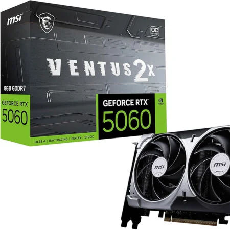 MSI GeForce RTX 5060 8G VENTUS 2X OC – 8GB GDDR7, PCIe 5.0, Dual-Fan GPU for 1080p & 1440p Gaming