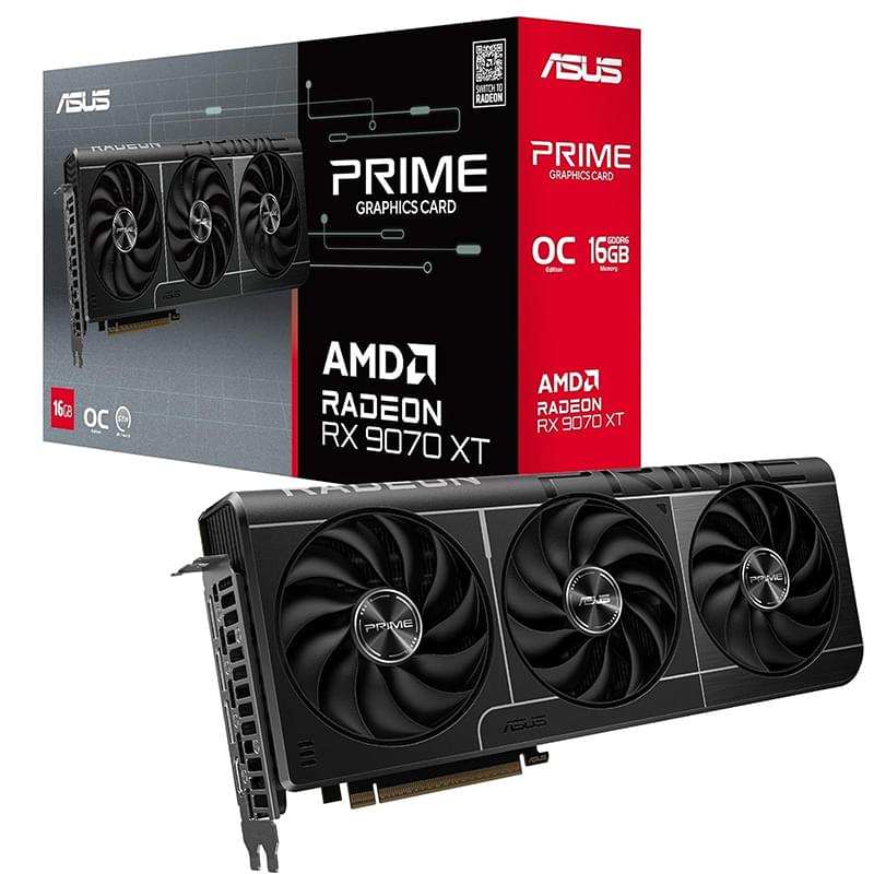 ASUS Prime Radeon RX 9070 XT OC Edition Graphics Card – 16GB GDDR6, RDNA 4, PCIe 5.0, Triple-Fan Cooling for 1440p/4K Gaming  (BACKORDER)